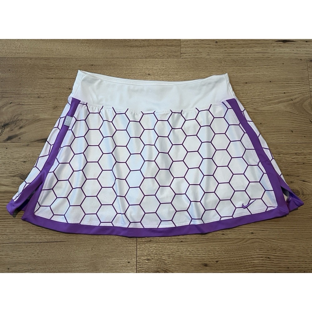 Nike Dri-Fit Athletic Tennis Skort Size Medium Purple White Pickleball Golf - Picture 2 of 8